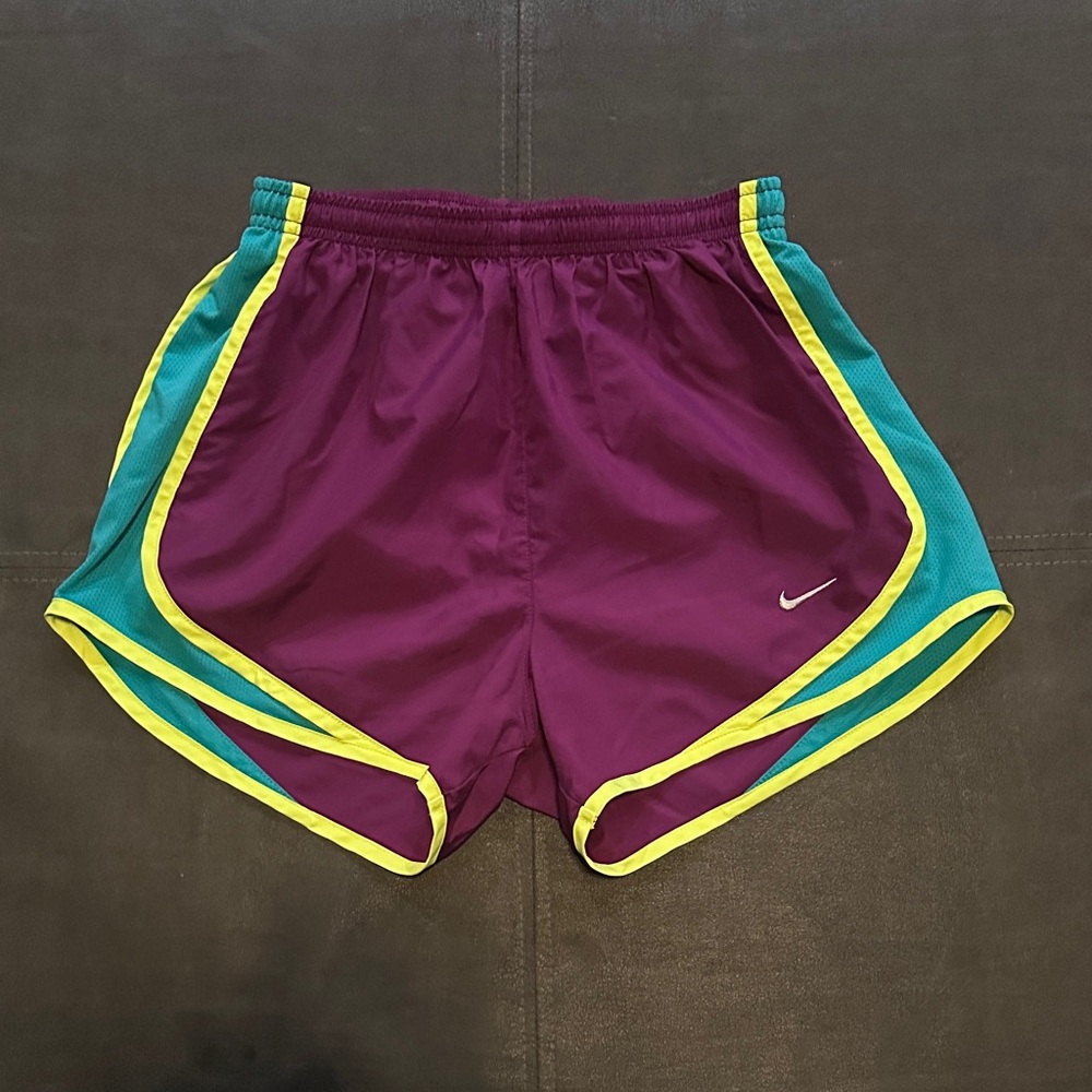 Nike Women's Dri-Fit Tempo Shorts in Purple and Teal